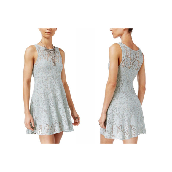 💕FREE PEOPLE💕 Miles of Lace Dress in Sky Blue - Picture 3 of 15